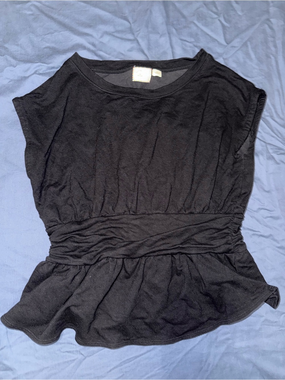 Postmark Black Short Sleeve Peplum Waist Top